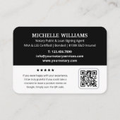 公証人モダン公開ありがとう写真QRコードブラック 名刺 (裏面)