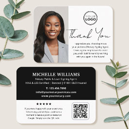 公証人モダン公開ありがとう写真QRコードブラック 名刺