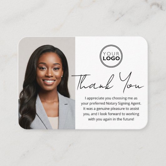 公証人モダン公開ありがとう写真QRコードBeige 名刺 (正面)