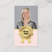 公証人モダン公開写真赤面ピンク&金ゴールド 名刺 (正面)