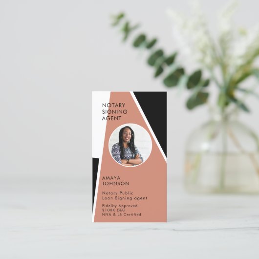 公証人モダン署名エージェントのフォト名刺 名刺 (スタンド正面)