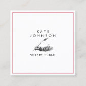 公証人モダン署名エージェントの羽毛クイルのロゴ スクエア名刺 (正面)