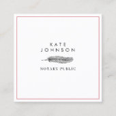 公証人モダン署名エージェントの羽毛クイルのロゴ スクエア名刺 (正面)