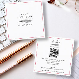 公証人モダン署名エージェントの羽毛クイルのロゴ スクエア名刺