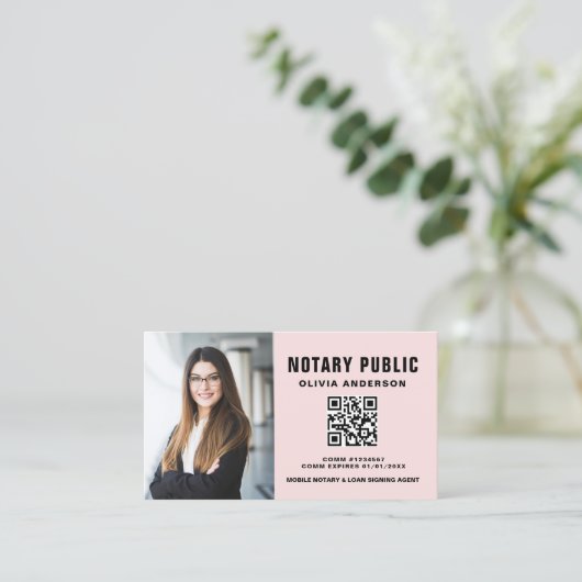 公証人モダン署名エージェントQRコード写真 名刺 (スタンド正面)