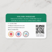 公証人モダンQRコードグリーン 名刺 (裏面)