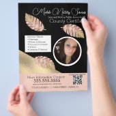 公証人モバイルサービス写真ピンクブラックQRフライヤー チラシ (手)