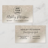 公証人ロゴのパールグリッターアイボリーグラデーション金ゴールド 名刺 (正面/裏面)