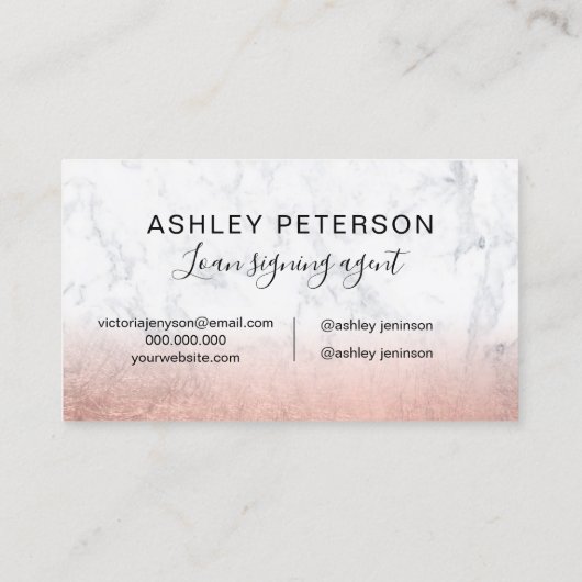 公証人ロゴタイポグラフィ大理石バラ金ゴールド箔 名刺 (裏面)