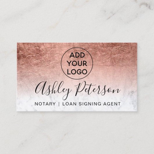 公証人ロゴタイポグラフィ大理石バラ金ゴールド箔 名刺 (正面)