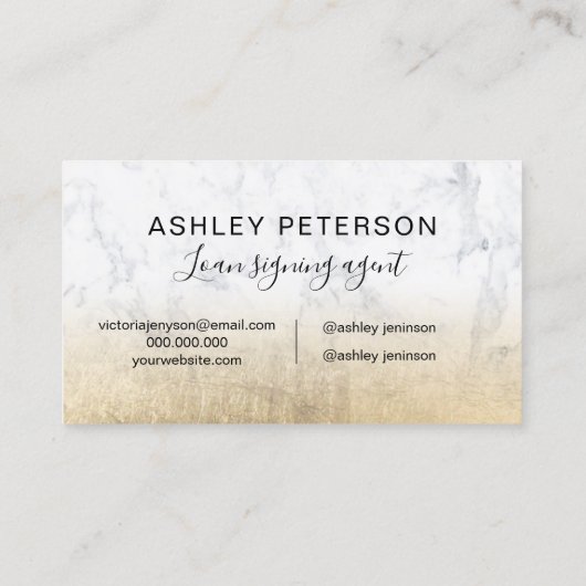 公証人ロゴタイポグラフィ大理石黄色金ゴールド箔 名刺 (裏面)