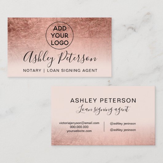 公証人ロゴタイポグラフィ赤面バラ金ゴールド箔 名刺 (正面/裏面)