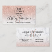 公証人ロゴモノグラム大理石バラ金ゴールドグリッター 名刺 (正面/裏面)