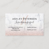 公証人ロゴモノグラム大理石バラ金ゴールドグリッター 名刺 (裏面)