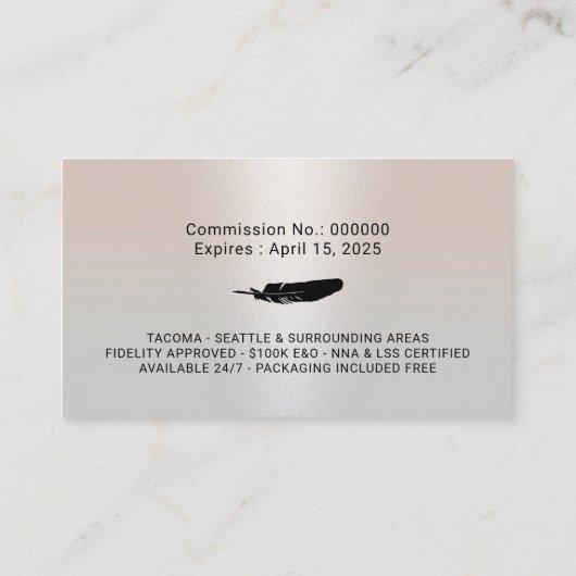 公証人ローンのサインエレガントエージェント銀写真 名刺 (裏面)