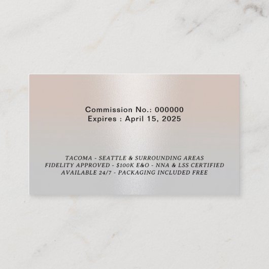 公証人ローンのサインモダンエージェント銀写真 名刺 (裏面)