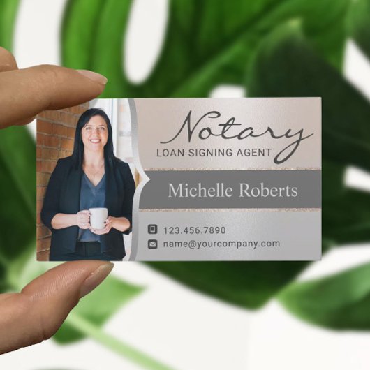 公証人ローンのサインモダンエージェント銀写真 名刺