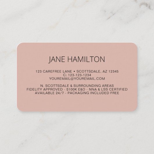 公証人ローンの署名エージェントのフェザーロゴ 名刺 (裏面)