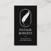 公証人ローンの署名エージェントの羽のクイルのロゴブラック 名刺 (正面)