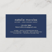 公証人ローンモダンエージェント海軍と金ゴールドタイポグラフィ 名刺 (裏面)