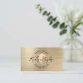 公証人ローン代理クラシック金ゴールドブラシ付き金属クイル 名刺 (スタンド正面)