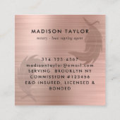 公証人ローン代理店バラ金ゴールドブラシ付き金属キール スクエア名刺 (裏面)