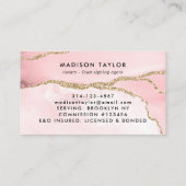 公証人ローン代理店ピンク金ゴールド大理石瑪瑙モノグラム 名刺 (裏面)