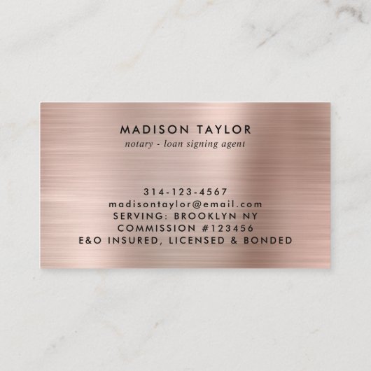 公証人ローン剤バラ金ゴールドピンクメタリックモノグラム 名刺 (裏面)