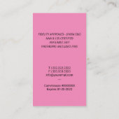 公証人ローン契約代理店クイルモダンブラックピンク 名刺 (裏面)