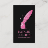 公証人ローン契約代理店クイルモダンブラックピンク 名刺 (正面)