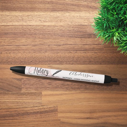 公証人ローン契約代理店赤面ピンク大理石 黒ボールペン