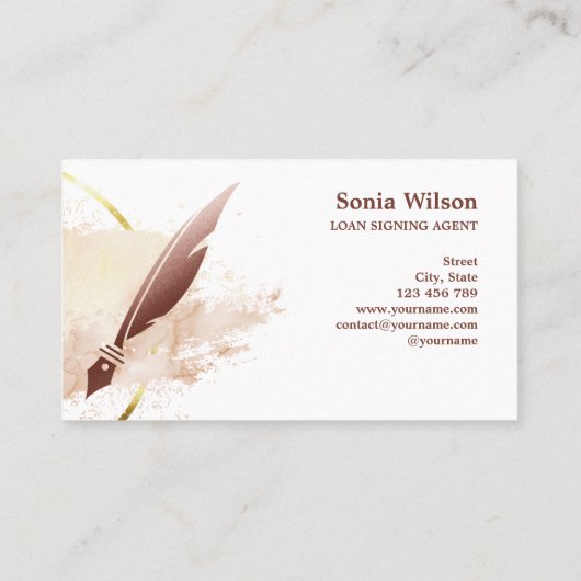 公証人ローン契約業者モダン赤面ピンクアート 名刺 (裏面)