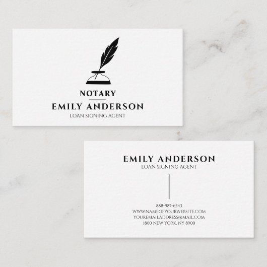 公証人ローン歌ミニマルエージェント白黒 名刺 (正面/裏面)