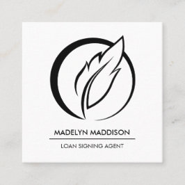 公証人ローン署名エージェモダンントブラック&ホワイト スクエア名刺