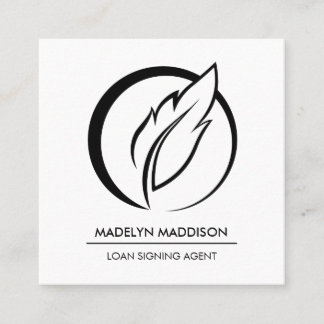 公証人ローン署名エージェモダンントブラック&ホワイト スクエア名刺