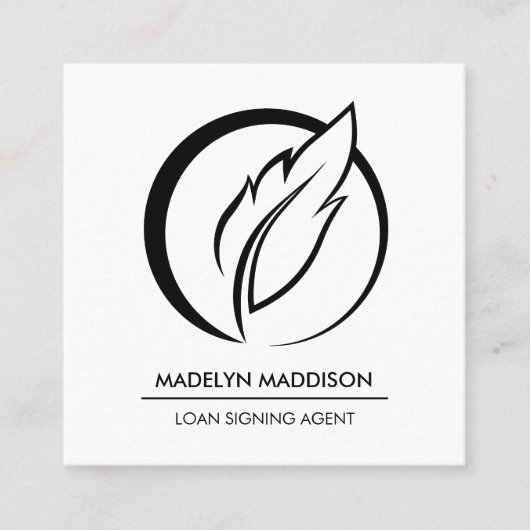 公証人ローン署名エージェモダンントブラック&ホワイト スクエア名刺 (正面)