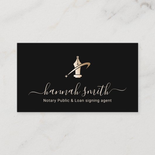 公証人ローン署名エージェモダンントブラック&金ゴールド 名刺 (正面)