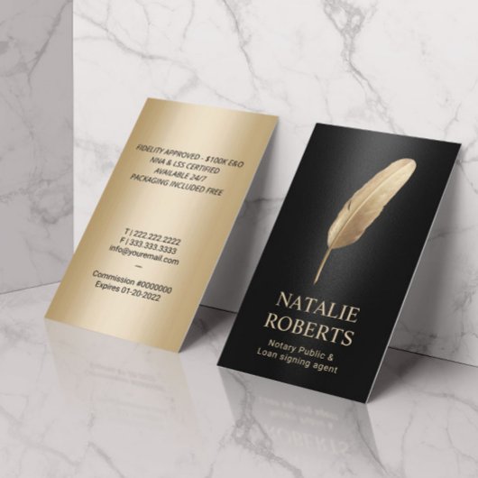 公証人ローン署名エージェモダンントブラック&金ゴールド 名刺