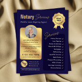 公証人ローン署名エージェントのネイビー&金ゴールドロゴ写真 チラシ