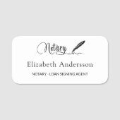 公証人ローン署名エージェントのホワイトスクリプトエレガント 名札 (正面)