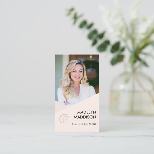公証人ローン署名エージェントのモダンバラ写真 名刺 (スタンド正面)
