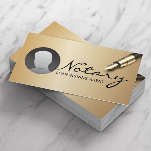 公証人ローン署名エージェントのモダン金ゴールド写真 名刺