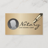 公証人ローン署名エージェントのモダン金ゴールド写真 名刺 (正面)