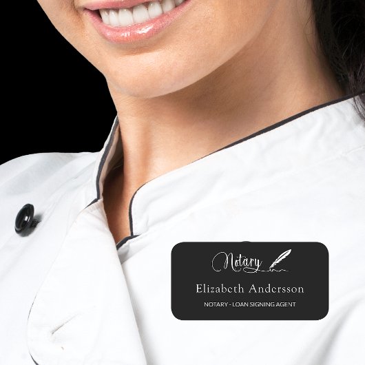公証人ローン署名エージェントの白黒スクリプト 名札