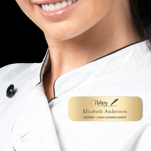 公証人ローン署名エージェントの金ゴールドスクリプト 名札