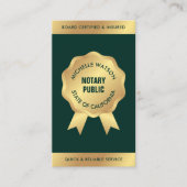 公証人ローン署名エージェントエレガントグリーンおよび金ゴールド 名刺 (正面)