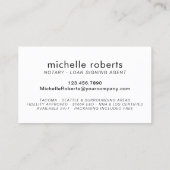 公証人ローン署名エージェントエレガント金ゴールドスクリプト 名刺 (裏面)