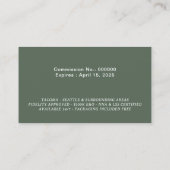 公証人ローン署名エージェントエレガントSage Green写真 名刺 (裏面)