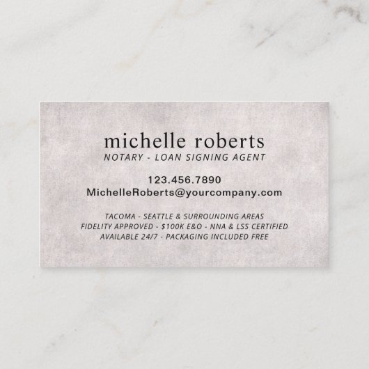 公証人ローン署名エージェントカスタムの写真 名刺 (裏面)
