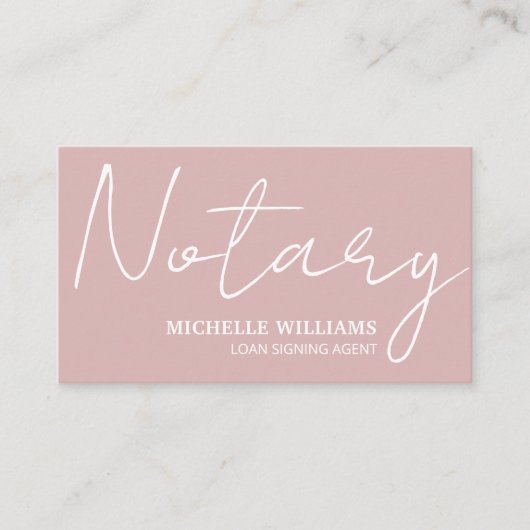 公証人ローン署名エージェントスクリプトロゴほこりっぽいピンク 名刺 (正面)